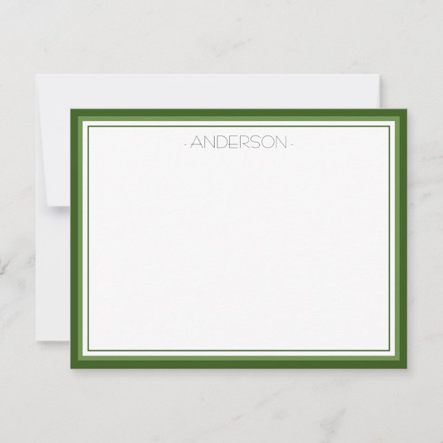 Thin Line font Green Border Classic Note Card (Front)