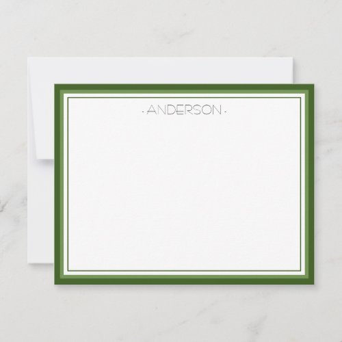 Thin Line font Green Border Classic Note Card