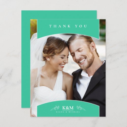 Thin Line Minimalist Thank You Photo Teal ID919