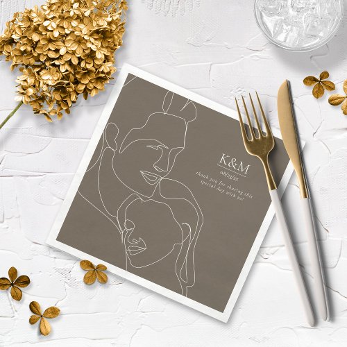 Thin Line Minimalist Wedding Ash ID919 Napkins