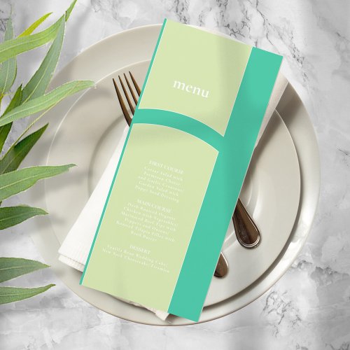 Thin Line Minimalist Wedding Menu Teal ID919