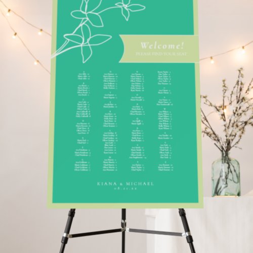 Thin Line Minimalist Wedding Seating Teal ID919 Foam Board