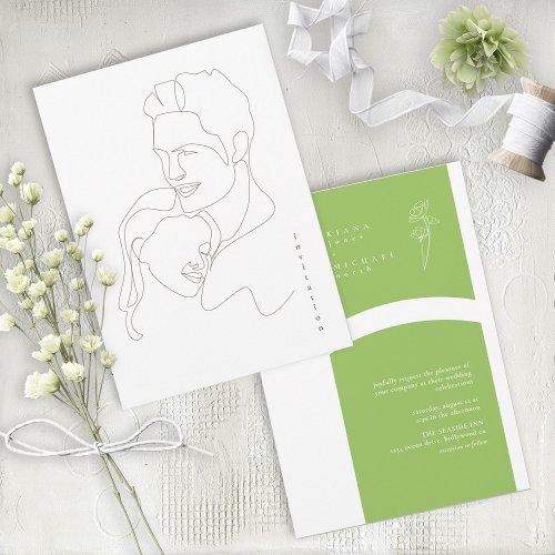 Thin Line Minimalist Wedding Spring GreenWt ID919