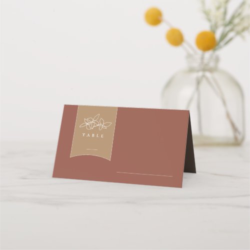 Thin Line Minimalist Wedding Table Brick Red ID919 Place Card