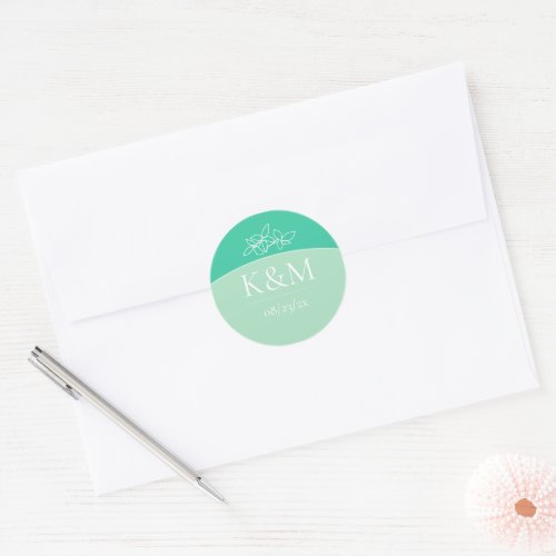 Thin Line Minimalist Wedding TealMint ID919 Classic Round Sticker