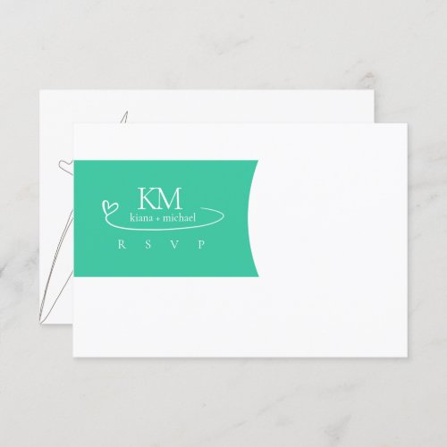 Thin Line Minimalist Wedding TealWht ID919 RSVP Card