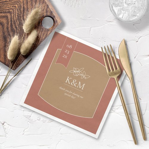 Thin Line Minimalist Wedding Terra Cotta ID919  Napkins