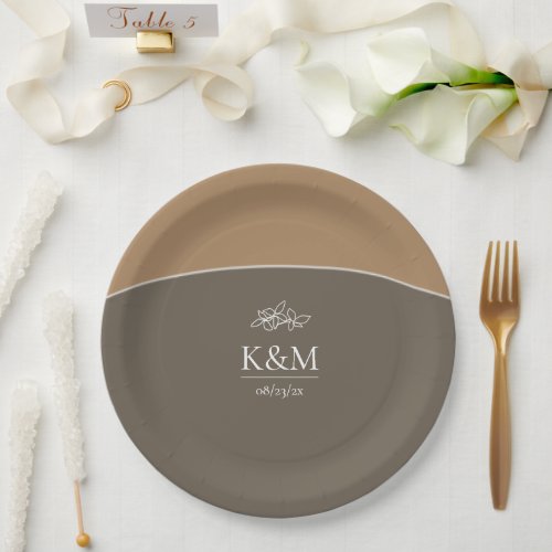 Thin Line Minimalist Wedding Warm Ash ID919 Paper Plates