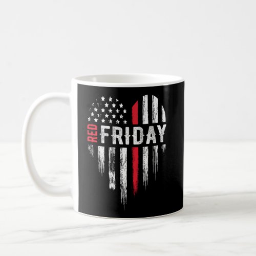 Thin Line Red Friday Usa Heart Military Coffee Mug