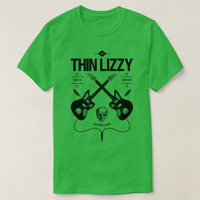 Thin Lizzy Guitar Vintage Logo T-Shirt (Design Front)