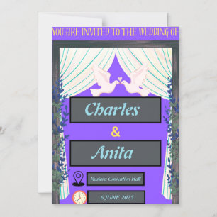 Thin Magnetic Purple Wedding Invitation Card