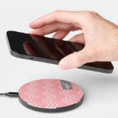 Thin Modern Chevron Pattern - Trendy Script Name Wireless Charger (Hand)