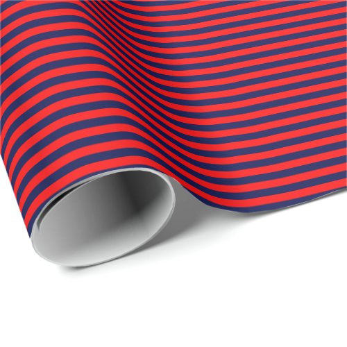 Thin Navy Blue and Red Stripes Wrapping Paper