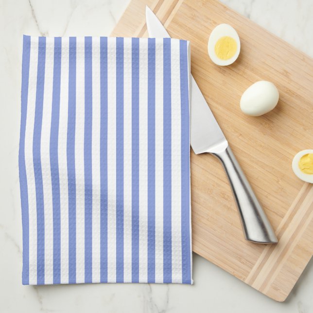 Thin Navy Blue and White Stripes Kitchen Towel (Quarter Fold)