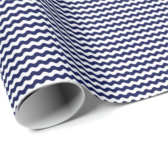 navy blue and white waves wrapping paper