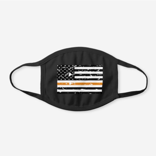 Thin Orange Line American Flag Black Black Cotton Face Mask