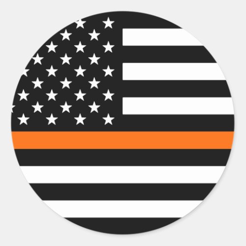 Thin Orange Line American Flag Classic Round Sticker