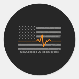 Thin Orange Line Flag Search And Rescue Classic Round Sticker