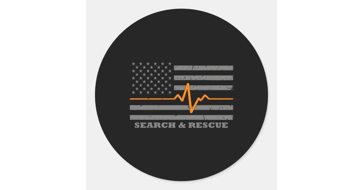 Thin Orange Line Flag Search And Rescue Classic Round Sticker | Zazzle