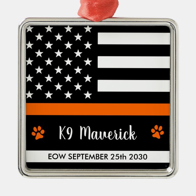 Thin Orange Line - Search & Rescue - SARS K9 Dog Metal Ornament (Front)