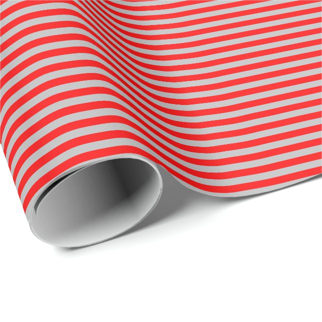 Thin Red and Gray Stripes Wrapping Paper (Roll Corner)