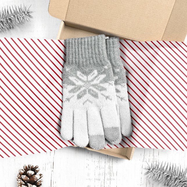 Thin Red And White Candy Cane Stripes Christmas Tissue Paper (Creator Uploaded)