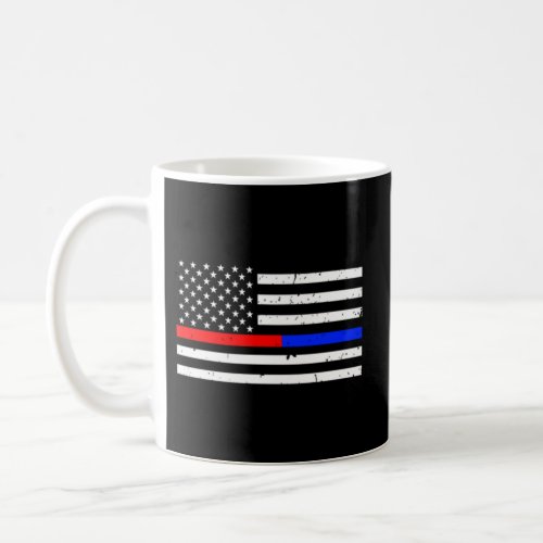Thin Red Blue Line American Flag Coffee Mug