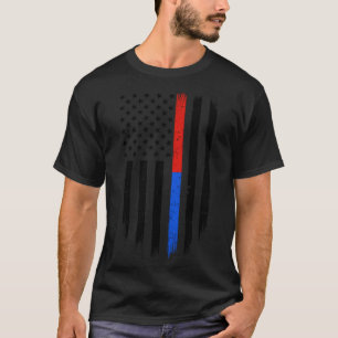 Thin Red Blue Line Flag Support Police Firefighter T-Shirt