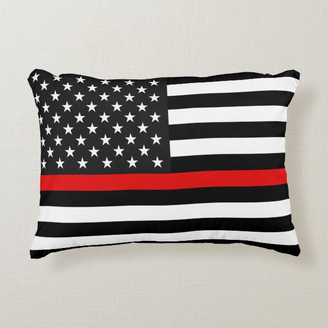 Thin Red Line American Flag Accent Pillow (Front)