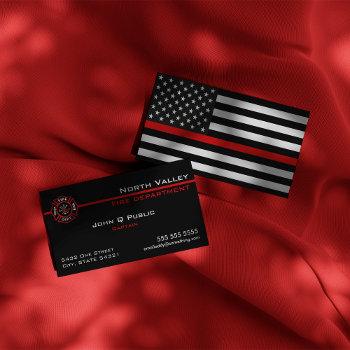 Thin Red Line American Flag Business Card by JerryLambert at Zazzle