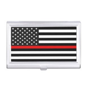 Thin Red Line American Flag Business Card Case
