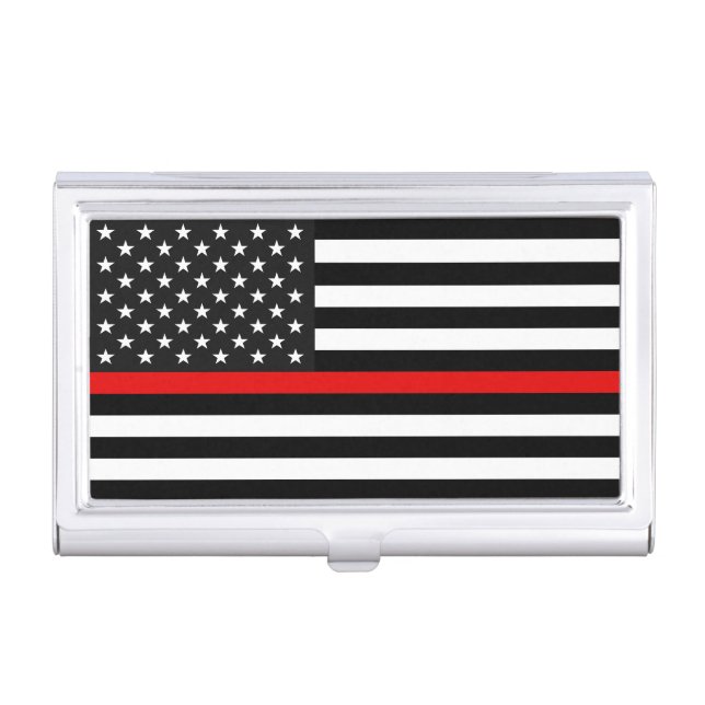 Thin Red Line American Flag Business Card Case (Front)