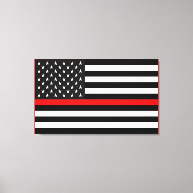 Thin Red Line American Flag Canvas Print (Front)