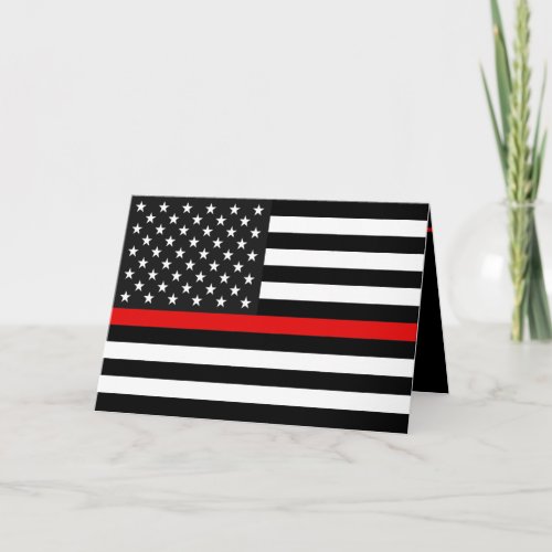 Thin Red Line American Flag Card