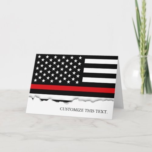 Thin Red Line American Flag Card