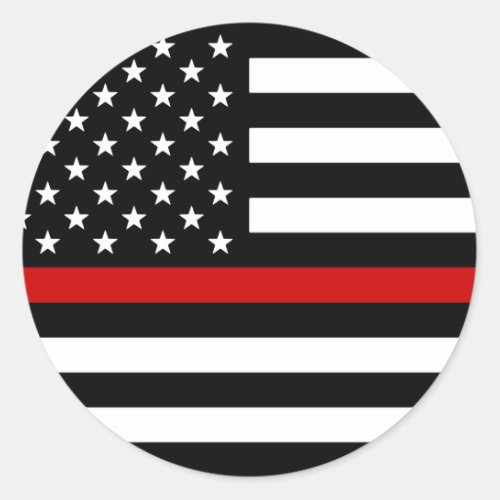 Thin Red Line American Flag Classic Round Sticker