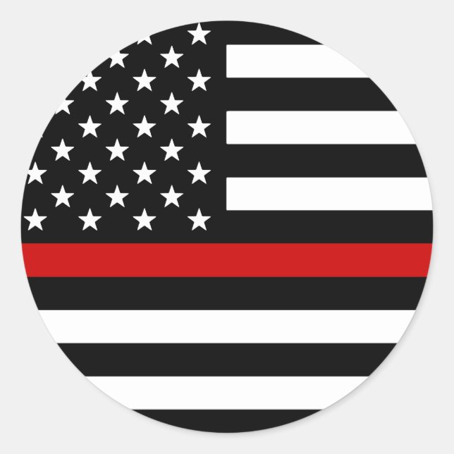 Thin Red Line American Flag Classic Round Sticker (Front)
