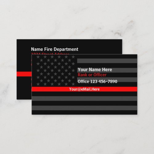 Thin Red Line American Flag Contact Business Card