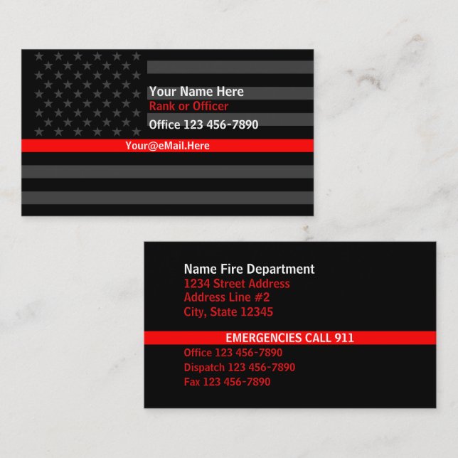 Thin Red Line American Flag Contact Business Card (Front/Back)