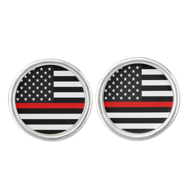 Thin Red Line American Flag Cufflinks (Front)