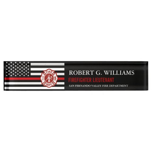 Thin Red Line American Flag Custom Desk Nameplate