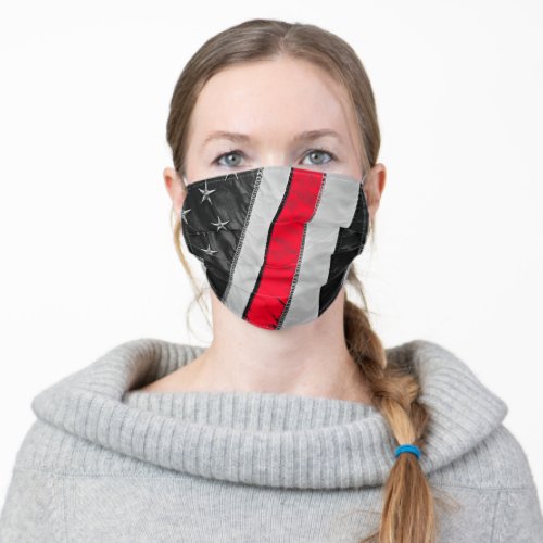 Thin Red Line American Flag Firefigher Support Adult Cloth Face Mask