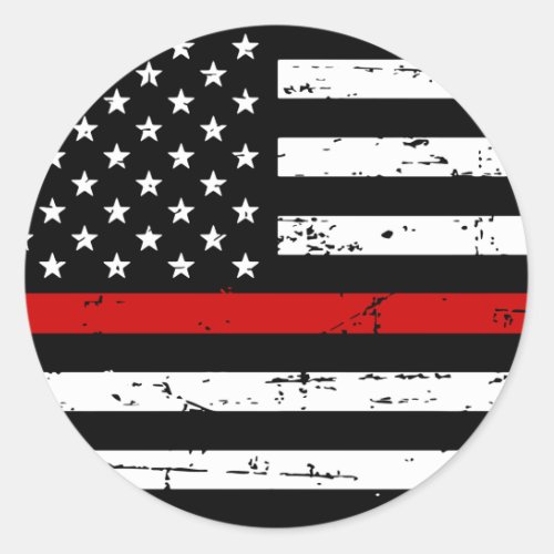 Thin Red Line American Flag Firefighter Classic Round Sticker