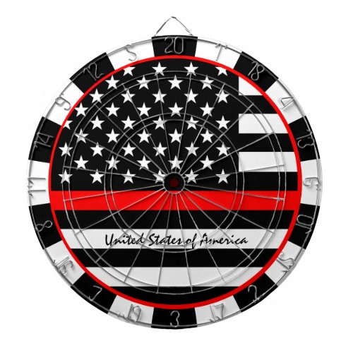 Thin Red Line  American Flag Firefighters  USA Dart Board