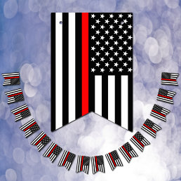 Thin Red Line American Flag, fireman officer / USA Bunting Flags