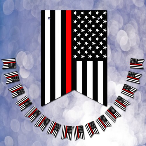 Thin Red Line American Flag fireman officer  USA Bunting Flags