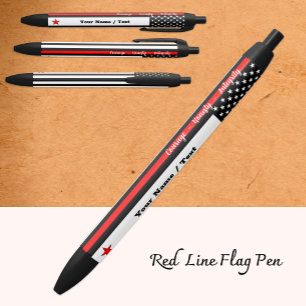 Thin Red Line, American Flag, Fireman Personalized Pen