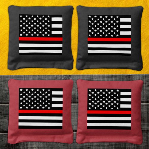 Thin Red Line  American Flag Fireman  USA Cornhole Bags