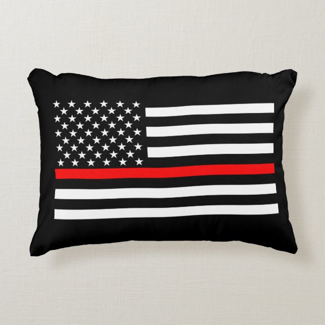 Thin Red Line American Flag Graphic Decor Decorative Pillow (Front)