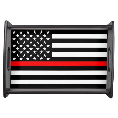 Thin Red Line American Flag Graphic Decor on a Serving Tray